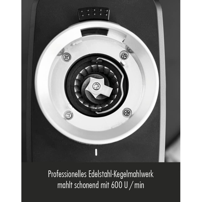 Кавомолка GASTROBACK Design Digital, 31 режим помолу, автоматичне помел у холдер або контейнер, сріблясто-чорна