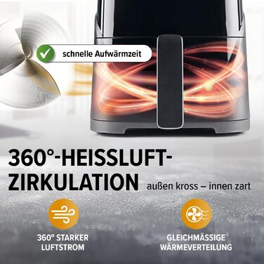 Аерофритюрниця GOURMETmaxx 3.1Л, 1350 Вт: мультифункціональна фритюрниця без олії з 6 програмами, таймером на 60 хв та функціями розморожування та підігріву