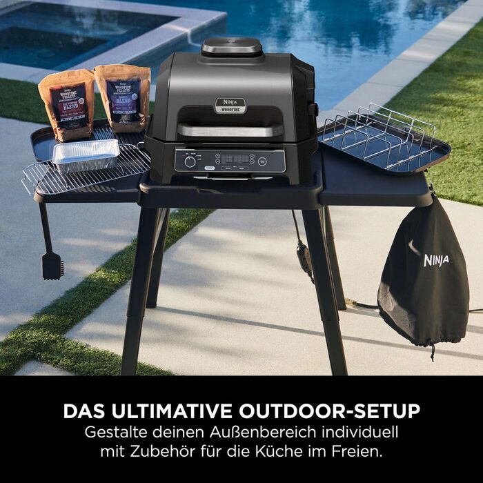 Чохол для гриля Ninja Woodfire XL, офіційний аксесуар, сумісний з BBQ OG850/OG901, водостійкий, захист від сонця, з шнурком, чорний