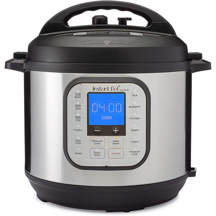 Мультиварка Instant Pot Duo Nova 7-в-1, 5,7 л, електрична, скороварка, рисоварка, йогуртниця, пароварка, з нержавіючої сталі, срібляста
