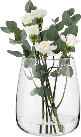 Скляна ваза для тюльпанів TREND FOR HOME Zinnia, прозора, кругла, 17 см, ⌀ 11.9 см, настільна, бочкоподібна