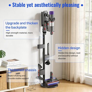Підставка для пилососа Nukisa, сумісна з Dyson V15, V12, V11, V10, V8, V7 — металевий стійкий тримач для бездротового пилососа та аксесуарів