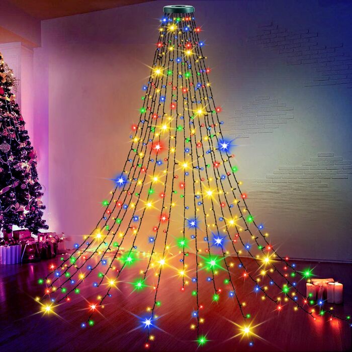 Світлодіодна гірлянда для ялинки з кільцем, 400 LED ліхтариків, 16 кольорів, для дерева 150-240 см, новорічне освітлення для свят та вечірок