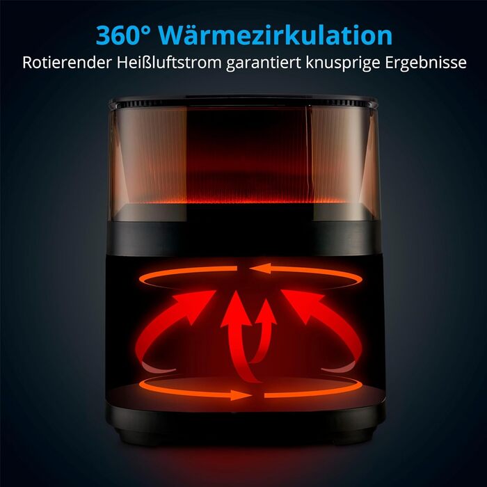 Аерофритюрниця MEDION X10 XL, 5 л, 1500 Вт, з водяним розпилювачем, 10 програм, оглядове вікно, сигнал струшування, для хрустких страв
