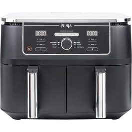 Фритюрниця аерогриль Ninja Foodi MAX Dual Zone 9,5 л, 2 відсіки, цифрова, антипригарна, 6-в-1, 8 порцій, чорна (AF400EU)