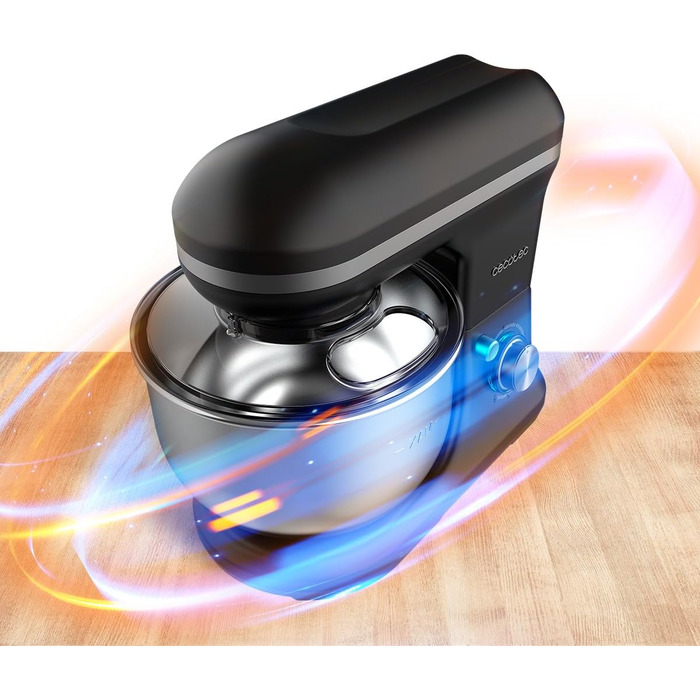 Міксер Cecotec Cecomixer Merengue 5L з потужністю 1200 Вт, 6 швидкостей, чорний, з нержавіючою чашею 5л та набором для збивання та замішування