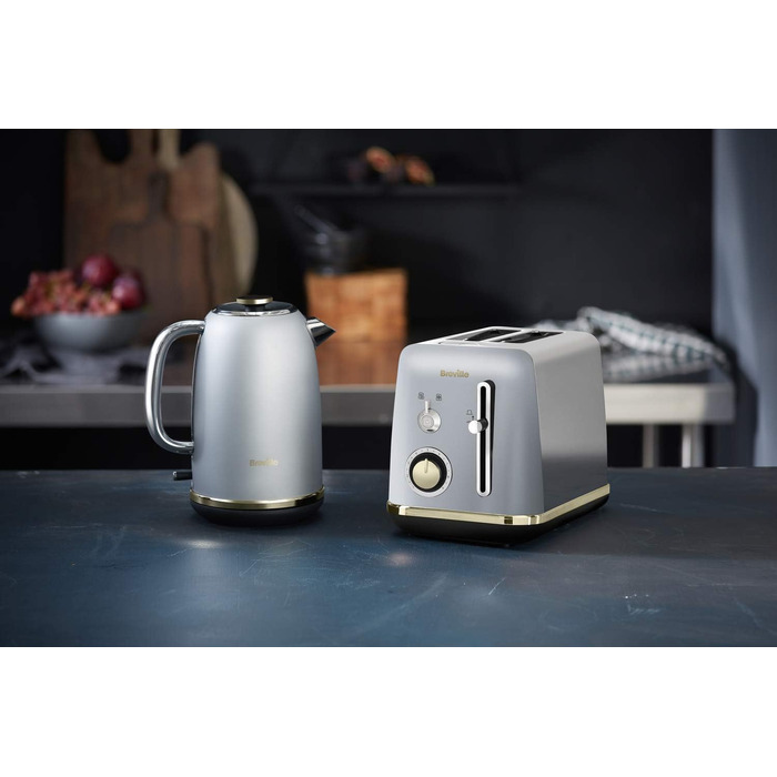 Тостер Breville Mostra для 2 скибок з підставкою для булочок, сріблястий з золотими акцентами