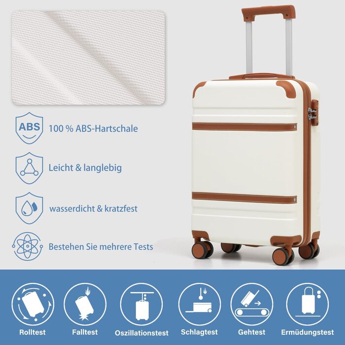Жорсткий валізу COOLIFE 55x35x20 см для ручної поклажі Ryanair, із TSA-замком і 4 подвійними колесами, синій/коричневий