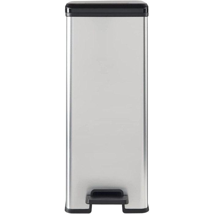 Смітник Curver Deco Slim 40 л, пластик, чорний/металік, 42x25x61 см