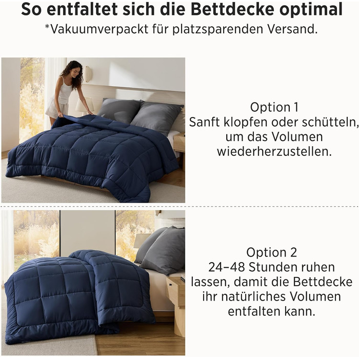 Зимова ковдра BEDSURE 155x220 см, тепла та товста ковдра для зими (450 г/м²), темно-синя, можливость прання