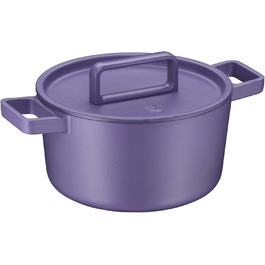Жаровня WMF Flavour 24 см, чавунна, індукційна, емальована, фіолетова, з кришкою з конденсаційними краплями, сучасний дизайн
