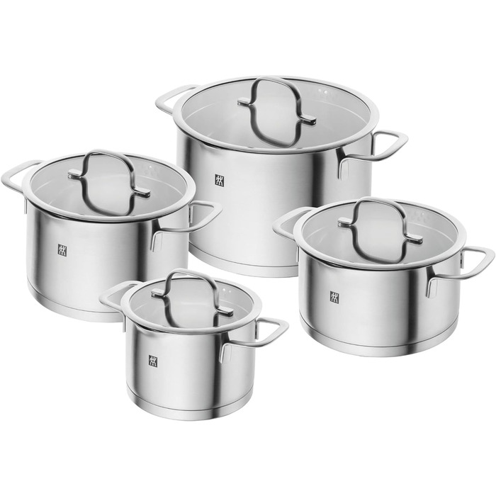 Набір каструль ZWILLING TrueFlow, 4 шт., з носиком для зливу, для індукції, нержавіюча сталь, сріблястий