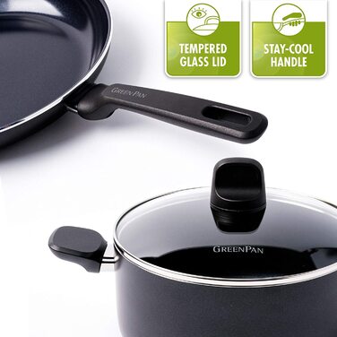 Wok GreenPan Memphis 28 см, керамічний, антипригарний, PFAS-free, для індукції, можна мити в посудомийній машині, чорний