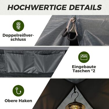 Намет для кемпінгу KingCamp на 2-3 особи, водонепроникний (3000 мм), сірий