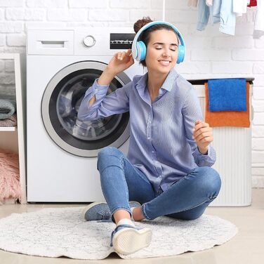 Кошик для білизни з бамбука Relaxdays, прямокутний, 2 відділення, з кришкою, складаний, 95 л, білий