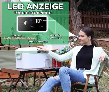 Автохолодильник BINGI 18л портативний 12/24V та 230V, міні-морозильник для авто, кемпінгу, дому (15°C до -18°C), білий