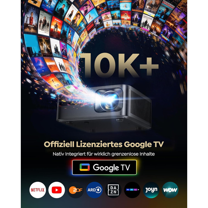 Проєктор Beamer 4K з Google TV 14.0