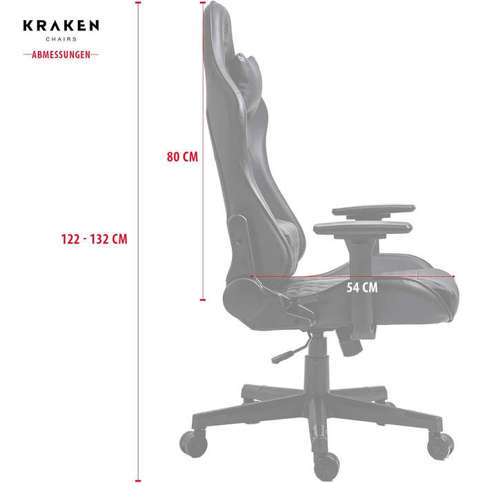 Ігрове крісло KRAKEN CHAIRS, ергономічне, офісне, з регульованою висотою, 3D підлокітниками, подушкою для попереку та підголівником, чорне-сріблясте, екошкіра