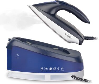 Парова праска-станція Weasy LIN220, 5,5 бар, 2200 Вт, 120 г/хв, нержавіюча підошва, вертикальне відпарювання, безперервна подача пари, резервуар 1,5 л, компактна