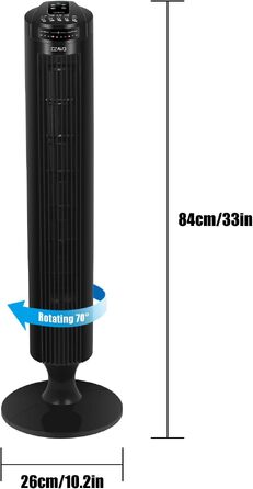 Вежа-вентилятор Turmventilator з пультом, 3 швидкості, авто-функція, 70° осциляція, таймер 7.5 год, електричний, 84 см