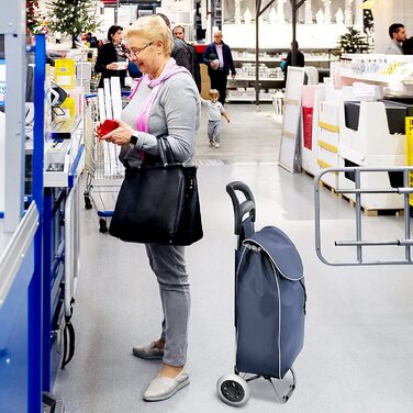 Сумка-візок Wuuhoo Shoppy на колесах, алюмінієва рама, 34 л, складаний синій господарський візок, компактний та легкий, з посиленим матеріалом, легкий у догляді