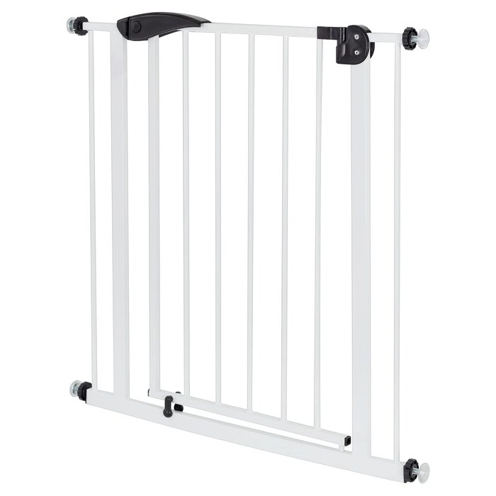 Захисна сітка для дітей та тварин ECD Germany 85-95 см (з подовжувачем 10 см), біла, самозакривна, металева, без свердління, для сходів та дверей