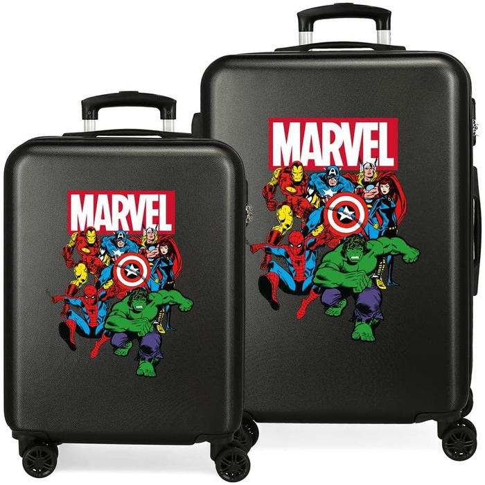 Набір валіз Marvel Avengers Sky, чорний, 55/68 см, жорсткий ABS, кодовий замок, 104 л, 4 подвійні колеса, ручна поклажа