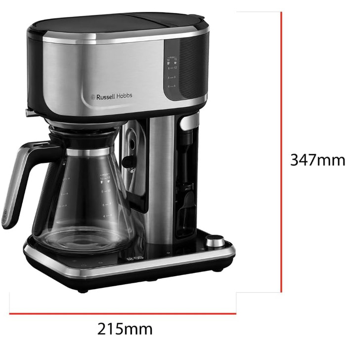 Електричний чайник Russell Hobbs Attentiv 26200-70 зі скляним корпусом, регулятором температури (40-100°C) та ситом для чаю, 1.7л, 2400Вт, нержавіюча сталь