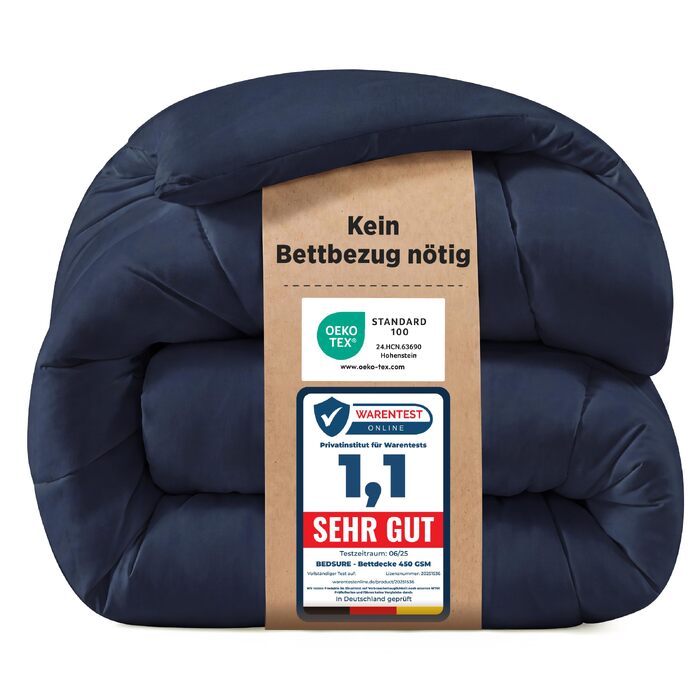 Зимова ковдра BEDSURE 155x220 см, тепла та товста ковдра для зими (450 г/м²), темно-синя, можливость прання