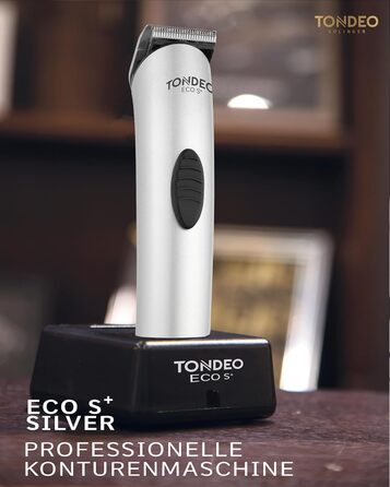 Професійна машинка для стрижки волосся TONDEO ECO S PLUS SILVER з підставкою для зарядки та насадками для 4 довжин