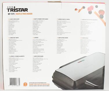 Вафельниця Tristar WF-1171 для картоплі фрі, 1000 Вт, нержавіюча сталь, сріблясто-чорна, на 15 порцій