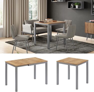 Розсувний стіл Vicco Esstisch Granny, дуб/сірий, 120 x 70 см, розтягується до 80-120 x 76 x 70 см
