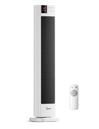Керамічний обігрівач Midea NTH20-22GR(WH) 2000 Вт з дистанційним керуванням, термостатом та ECO-режимом, білий