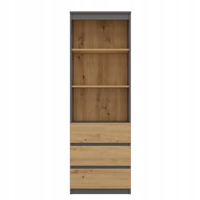 Стелаж TopEshop, антрацит, ламінована плита, 3 полиці та 3 шухляди, 180x60x35 см