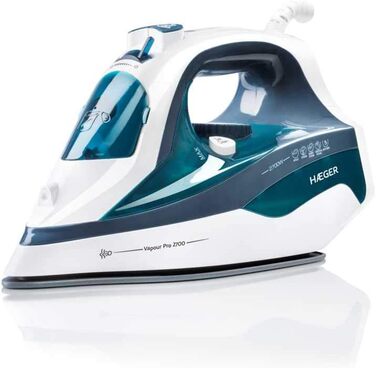 Парова праска HAEGER VAPOUR PRO 2700 Вт, керамічна підошва, антинакіпна система, захист від протікання, самоочищення, вертикальний пар, 45 г/хв