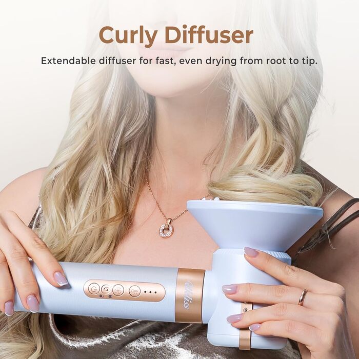 UKLISS Hairstyler 7 в 1: Професійний фен-щітка, стайлер для волосся, набір для укладки з повітряним обдувом 110 000 об/хв, білий