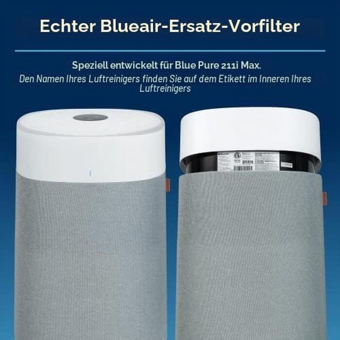 Розумний очищувач повітря Blueair Blue Pure 511i Max для кімнат до 43 м², HEPA-фільтрація від пилу, алергенів та шерсті тварин, безшумний