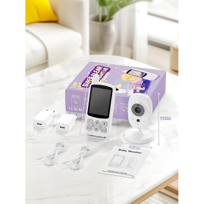 Відеоняня Baby Phone з 3.2-дюймовим LCD-дисплеєм, HD цифрова камера з нічним баченням, двосторонній аудіозв'язок, 2.4 GHz