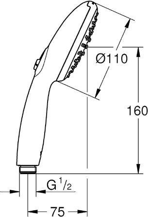 Душова лійка GROHE Vitalio 110 водоощадна, 2 режими струменя, чорна, 279462431