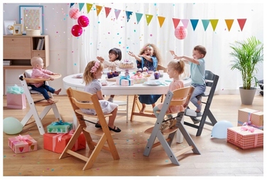 Дерев'яний стільчик для годування Kinderkraft, сірий, з регулюванням