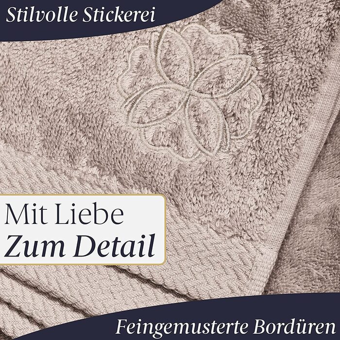 Liebenstein® Преміум набір рушників із бавовни, бежевий, 2 банних 70x140 см та 2 для рук 50x100 см, 550 г/м², надзвичайно м'які та вбираючі