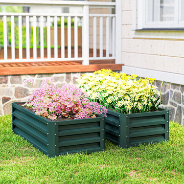 Набір з 2-х металевихRaised Garden Beds (Високі грядки), Відкритий ґрунт, Для саду та балкону, 110x50x30 см, Зелений