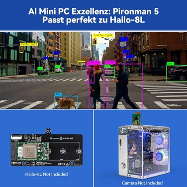 Корпус Pironman 5 з підтримкою NVMe M.2 SSD PCIe для Raspberry Pi 5, з AI прискорювачем Hailo-8L, Tower-охолодженням, подвійним RGB-вентилятором, OLED-дисплеєм 0,96'', функцією безпечного вимкнення, стандартним HDMI та RGB-підсвічуванням