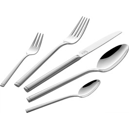 Набір столових приборів ZWILLING Senses 68 предметів (на 12 осіб), нержавіюча сталь 18/10, матова поверхня, придатний для миття в посудомийній машині, сріблястий/чорний