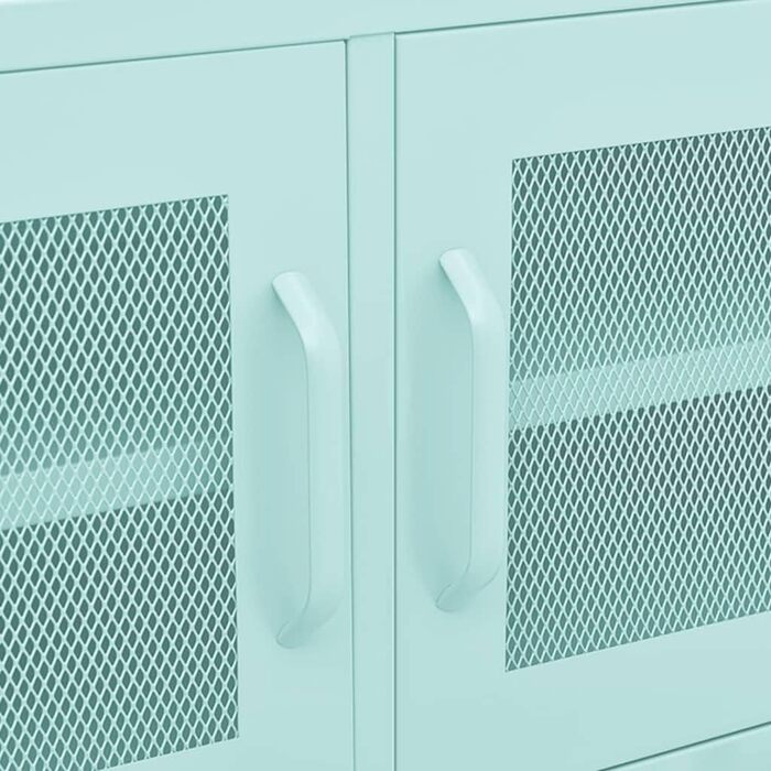 vidaXL тумба під телевізор з 2 ґратчастими дверцятами, м'ятна, 105x35x50 см, сталева, меблі для вітальні
