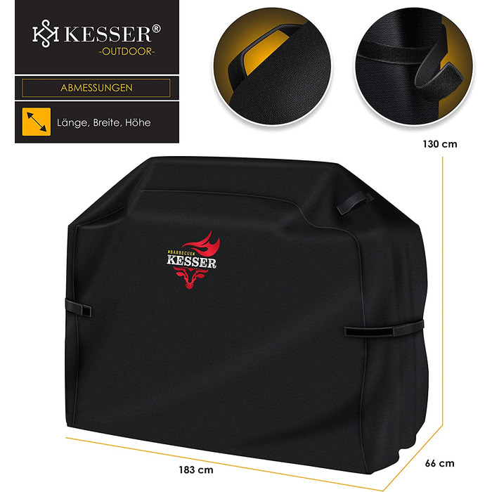 Преміум чохол для газового гриля KESSER, водонепроникний, універсальний, 600D Оксфорд, захисна накидка для Weber, Brinkmann, Char Broil, 76x66x109 см, чорний