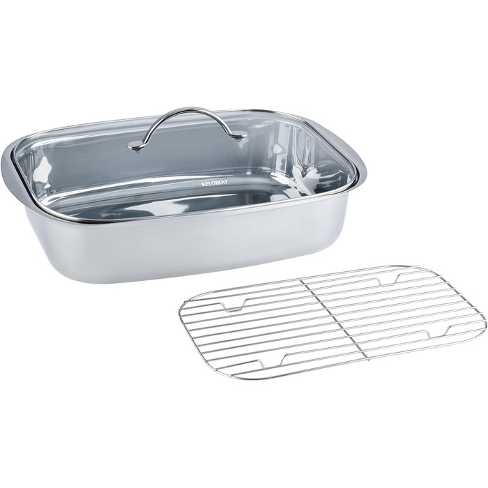 Братер Kelomat Classico 36x24,5x9 см, нержавіюча сталь 18/10, з кришкою і решіткою, для індукції