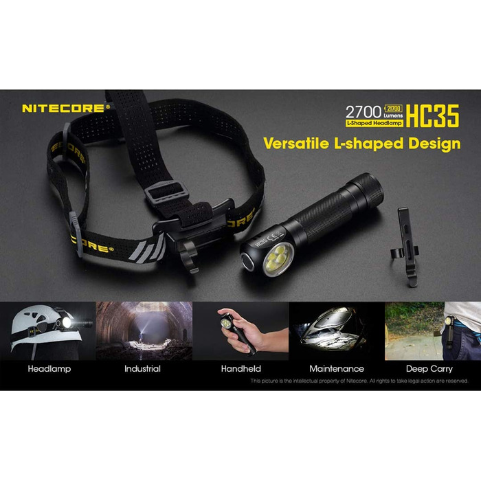 Лобовий ліхтар Nitecore HC35 з акумулятором NL2140HP, 2700 лм, USB зарядка