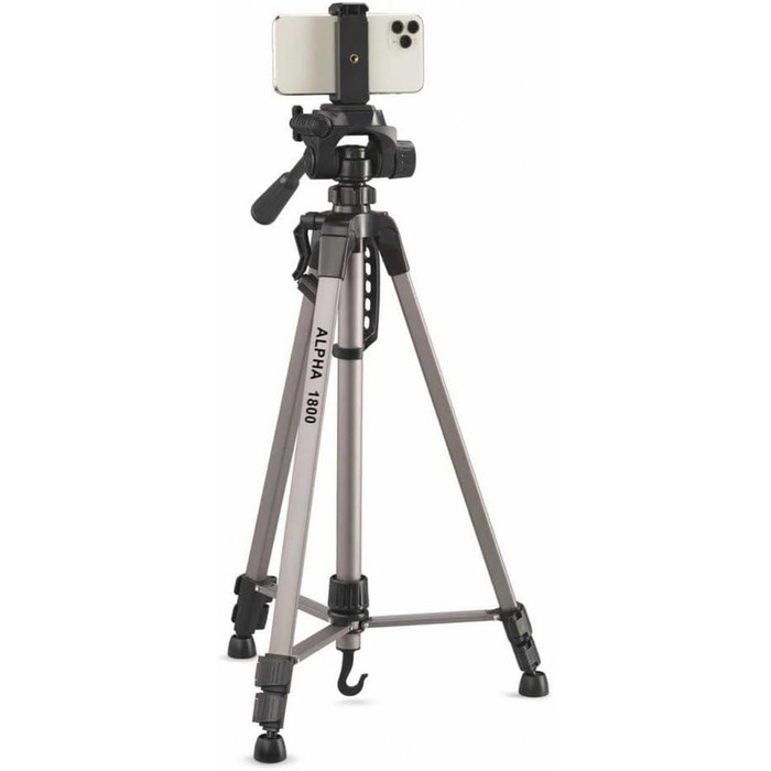 Штатив CULLMANN Alpha 1800 для смартфонів і камер, 140 см, 3D-головка, алюмінієвий, сріблястий, вантажопідйомність 2 кг