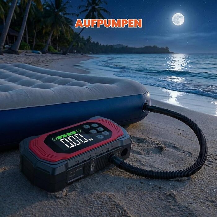Пусковий пристрій (бустер) 9000A з компресором 150 PSI, 9-в-1 Powerbank для авто (бензин та дизель до 14л), 12V Jump Starter з електричним насосом та швидкою зарядкою 30W
